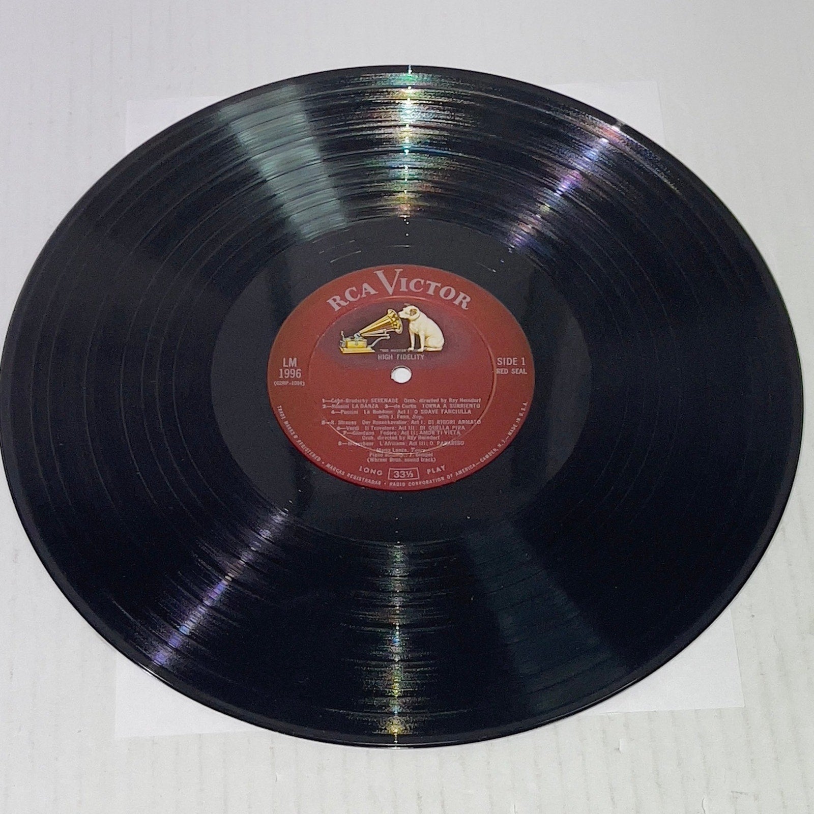 Mario Lanza - Mario Lanza In Serenade - RCA Victor Record LM-1956 VINYL RECORD